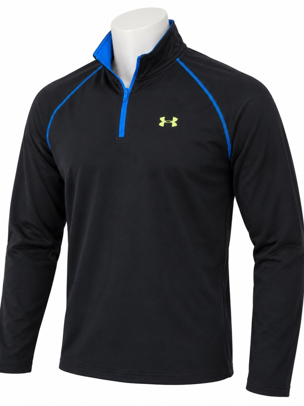 Under Armour Men’s HeatGear Quarter Zip Size XL Pullover Black Blue Neon Yellow